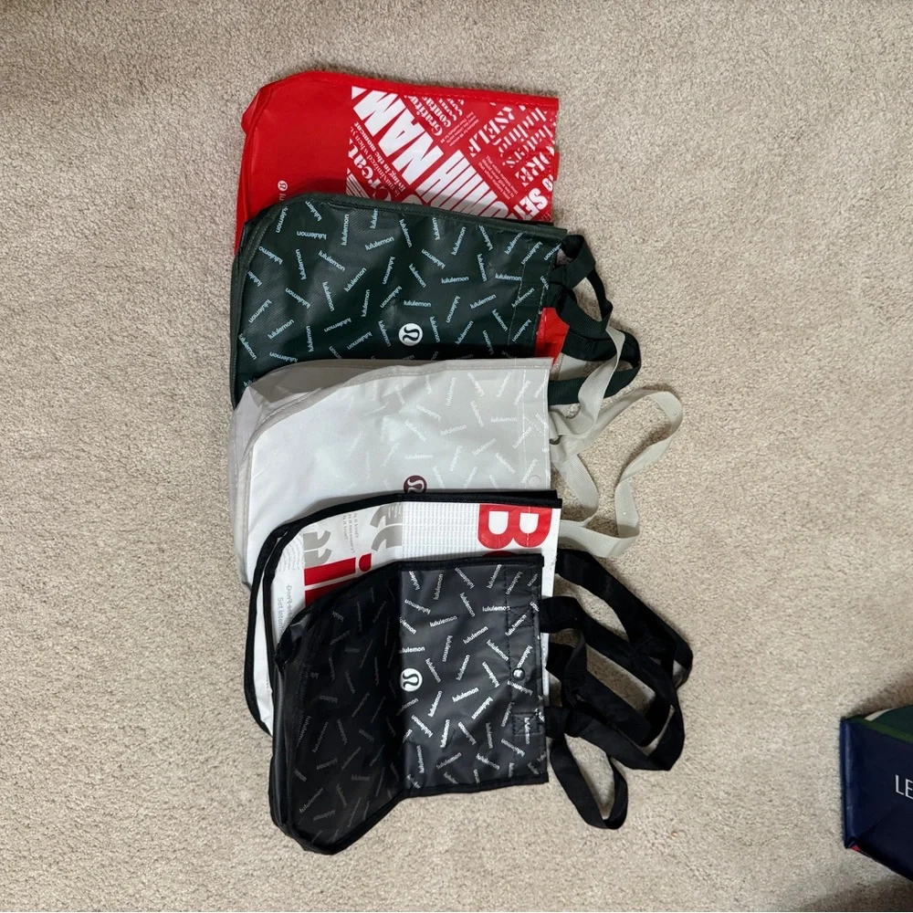 5 Reusable Lululemon Tote Bags - Picture 1 of 3